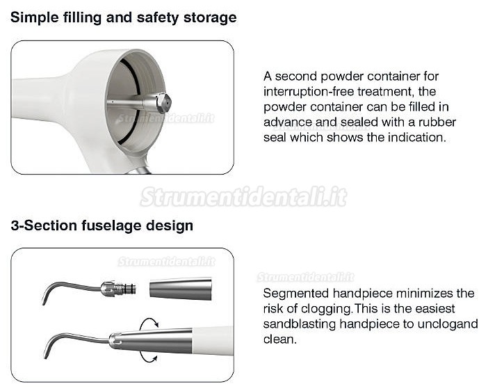 Sbiancatore air prophy odontoiatrico Voldent ProJet (manipolo sopragengivale + subgengivale)